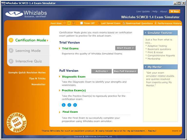 Whizlabs OOAD (with UML) Certification Exam Simulator Screenshot